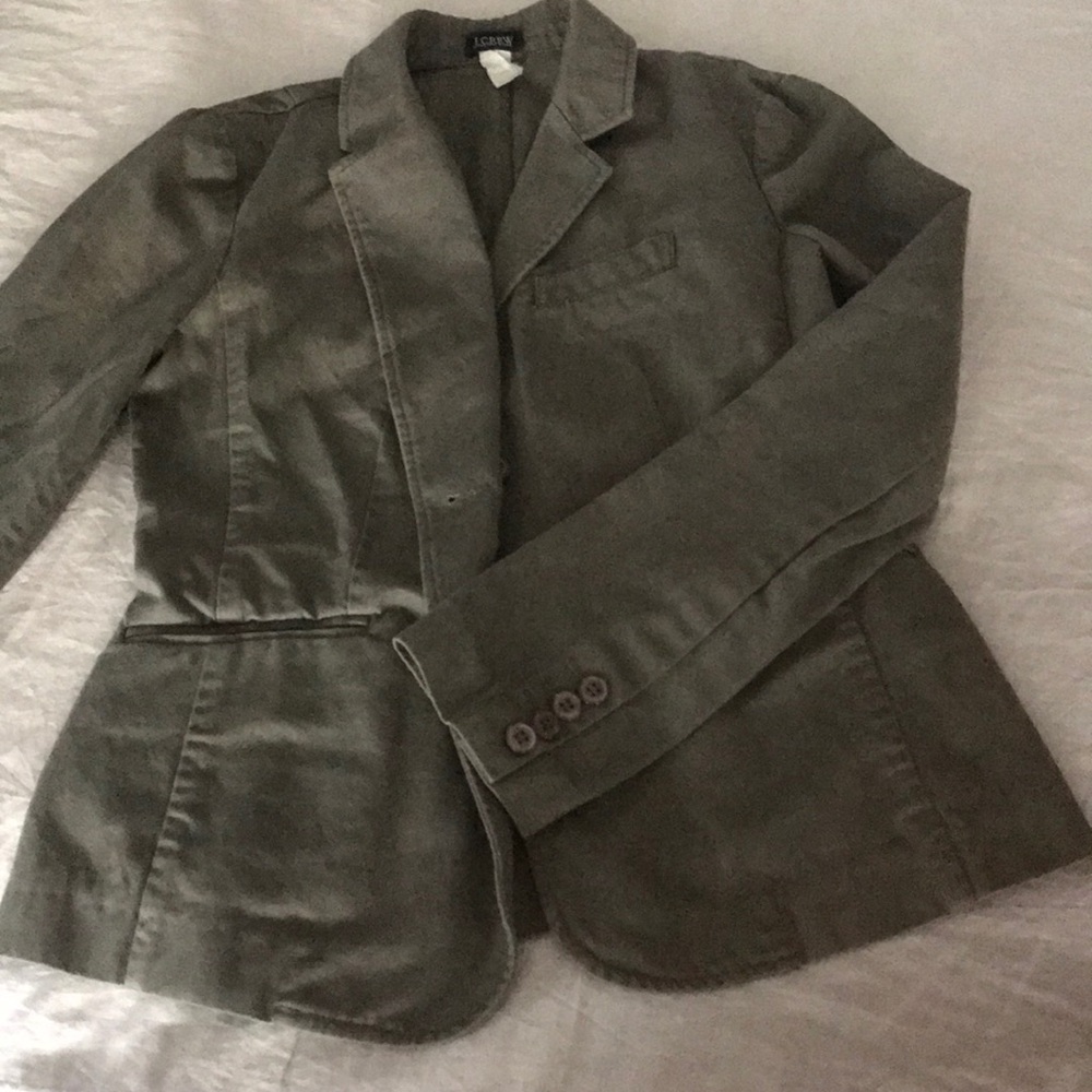 J Crew olive green cotton blazer.